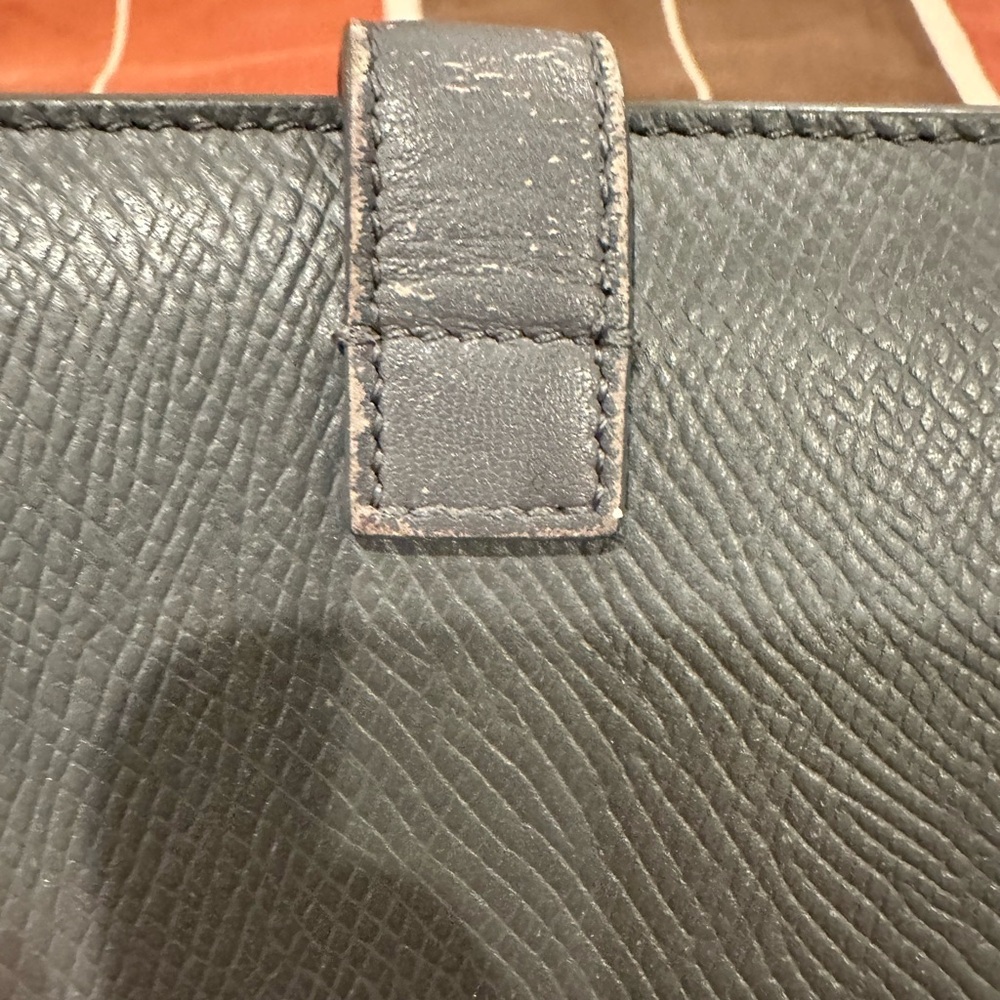 Celine Black Textured Pebble Leather Wallet with Gold Logo - Picture 7 of 10